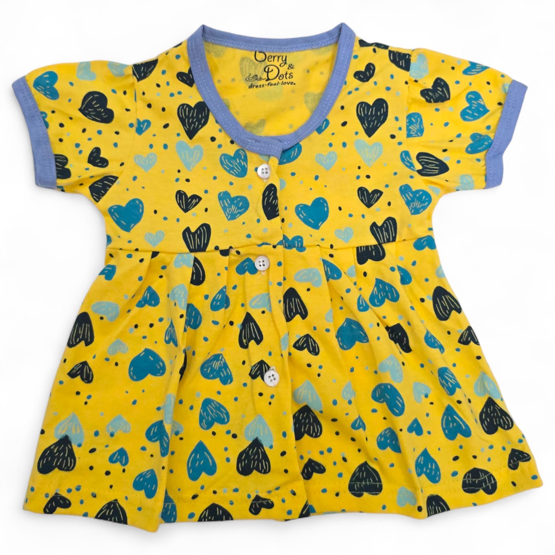 Printed Yoke Frock with Puff Sleeves