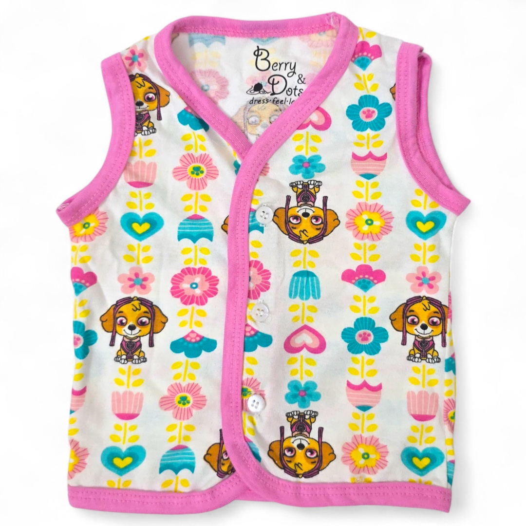 Printed Button Vest Jhabla